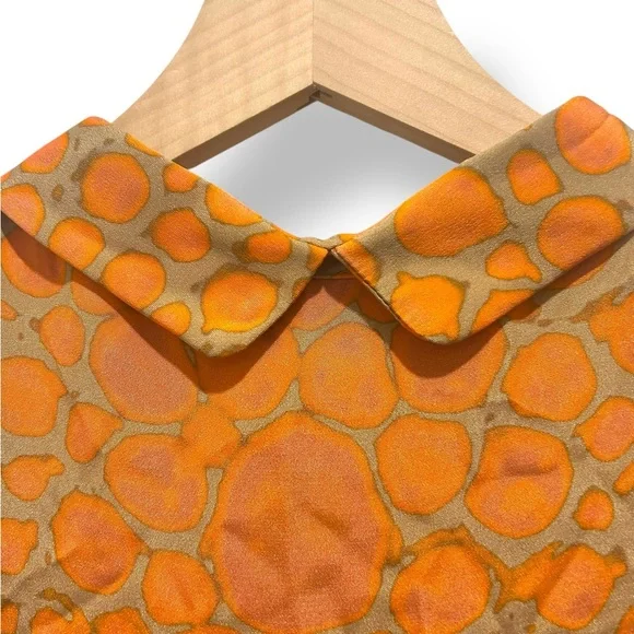 Fendi Tunic Dress Size 40 US 6 Orange Gold Abstract Silk Mod Style Made in Italy - Picture 1 of 16